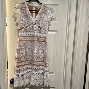 Michael Kors White Lace Midi Dress